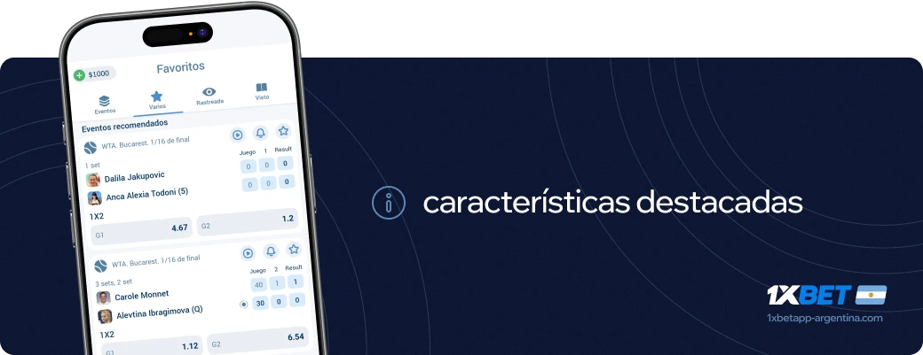 Caracteristicas destacadas 1xbet apk Argentina